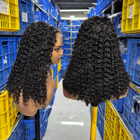 Perruques de cheveux humains 5x5 à dentelle invisible, bouclées crépues, en cheveux vietnamiens bruts d'un seul donneur, cuticules alignées