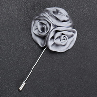 Pin Bros Bunga Buatan Tangan Model Jarum Panjang, Pin Kerah Kain Motif Mawar untuk Jas Pria