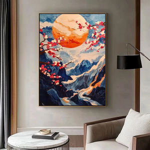 Decorazione per la casa tela fatta a mano paesaggio di fiori di ciliegio di montagna <span class=keywords><strong>arte</strong></span> della parete asiatica 3D <span class=keywords><strong>pittura</strong></span> della luna - Product Image 3