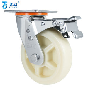 Heavy Duty 4/5/6/8 Zoll hoch tragende Nylon rollen Pritschen wagen Riemens ch eiben wagen Anhänger Industrielles fest schwenkbares Brems rad - Product Image 4