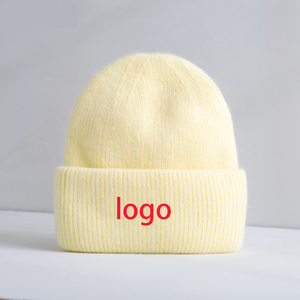Personalizzato il tuo Logo del marchio da donna inverno caldo cappello in maglia di Angora lunghi capelli di coniglio berretto - Product Image 4