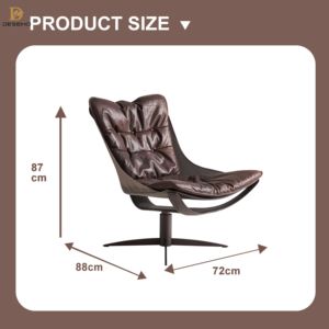 كرسي كرسي عصري فاخر بسيط ومخصص اللون للاسترخاء جلد طبيعي كرسي دوار بلكنة مريح - Product Image 5