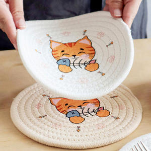 دائم القط نمط Dec النسيج الجدول العزل مفرش السفينة اكسسوارات المطبخ المنزل - Product Image 3