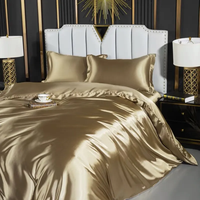 Parure de lit de luxe en soie pour mariage avec taies d'oreiller, drap plat et housse de couette - Textiles de maison écologiques