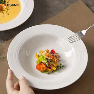 Wholesale High Quality Ceramic Dinner <b>Plate</b> for Restaurant 8.5 Inch White Porcelain <b>Plates</b> Wedding Dinner Food Pasta Dishes - Product Image 4