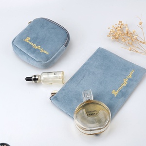 Custom Logo Printing Velvet Zipper <b>Makeup</b> Case Luxury Travel Cosmetic Brush Packing Portable <b>Makeup</b> <b>Storage</b> Bag - Product Image 2