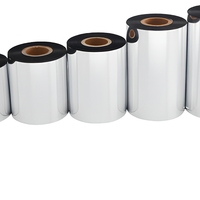 Pita Transfer Termal Barcode Lilin Hitam Inti 1 Inci 90mm*300M untuk Printer Label Zebra Lebar 24mm Kompatibel