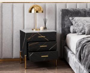 <span class=keywords><strong>โต๊ะ</strong></span><span class=keywords><strong>ข้าง</strong></span><span class=keywords><strong>เตียง</strong></span> 3 ลิ้นชัก ดีไซน์ทันสมัย ลายหินอ่อน ขาสีทอง - Product Image 5