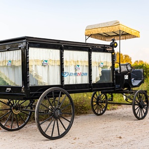 Popular Funeral Vintage Horse Wagon Glass Covered Funeral Hearse Electric Horse Drawn Hearse Coffin Carriage for Sale - Product Image 6