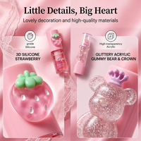 Baume à lèvres ours mignon en forme de fraise, gloss rose longue tenue hydratant, huile à lèvres liquide minérale végétalienne, ensemble de maquillage pour filles
