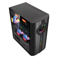 Bande lumineuse RVB à vente chaude, boîtier de PC ATX en verre trempé, côté rabattable, transparent, refroidissement par eau, panneau d'effet lumineux miroir