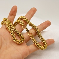 Collier en Acier Inoxydable Plaqué Or 18K Style Byzantin Tendance avec Fermoir Anneau Classique pour Anniversaires et Fêtes de Rappeurs