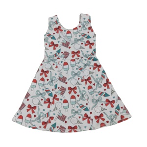 RTS Ropa Deportiva, Vestido de Verano Transpirable con Estampado Floral del 4 de Julio para Niñas Pequeñas, Pantalones Cortos con Forro, Estilo Americano, para Jugar Tenis, Yoga - Product Image 1