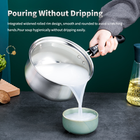 Casserole à lait en acier inoxydable 304 de 16-20 cm, petite marmite à soupe avec couvercle en verre et ensemble de cuiseur vapeur, légère et facile à nettoyer