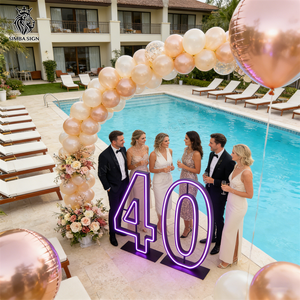 Décorations tendance pour événements festifs 2026 – Fournitures pour fêtes d'anniversaire 2e, 10e, 15e, 21e, 30e, 40e anniversaire – Décorations d'anniversaire roses, bleues et violettes - Product Image 6