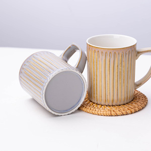 Taza de Cerámica con Esmalte Azul a Rayas, Cocida en Horno, para Café o Té, de un Solo Uso, para Regalo - Product Image 3