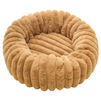 Divers types de lits pour animaux de compagnie, tapis rayé en flanelle de lait, respirant, rond, épais, nid chaud pour chiens et chats, fournitures pour animaux de compagnie en hiver
