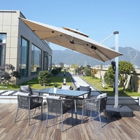 Parasol de plage professionnel en aluminium avec mât latéral cantilever, design romain, commande manuelle pour projets hôteliers
