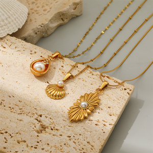 Collares de Acero Inoxidable con Colgantes de Estrella/Concha y Perla para Mujer, Accesorios de Moda de 18K PVD Resistentes al Agua, Joyería de Moda para el Cuello - Product Image 4