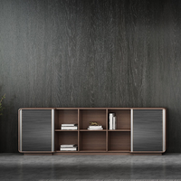 Armoire de rangement moderne en bois, classeur en acier avec éclairage LED, étagère ouverte, vitrine de bureau, organisateur de dossiers, placard