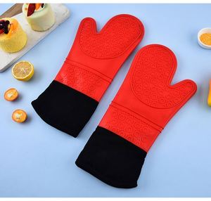 <b>Silicone</b> Oven Gloves with Fingers Quilted Cotton Lining <b>Silicone</b> Oven Mitts Customized - Product Image 3
