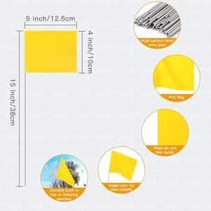 Drapeaux d'irrigation d'arrosage de jardin de pelouse de petits marqueurs de cour et de pelouse en PVC jaune pour la maison et le bureau Drapeaux de jardin imprimés UV - Product Image 2