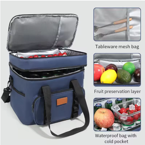Sac isotherme multifonctionnel pour pique-niques et camping, avec couche thermique en aluminium, sac à déjeuner isolé, rangement pour aliments frais, en polyester - Product Image 3