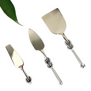 Stainless Steel Eco-Friendly Bright Collection Cheese <b>Set</b> Knotted Handle Cutlery Green Resin Handle for Home Use Cheese Tools - Product Image 1
