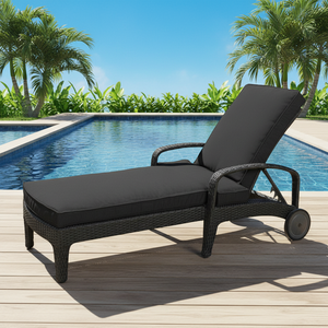 Tumbona de mimbre de <span class=keywords><strong>aluminio</strong></span> PE KD para exteriores <span class=keywords><strong>con</strong></span> <span class=keywords><strong>ruedas</strong></span> para uso en la playa, piscina o jardín - Product Image 3