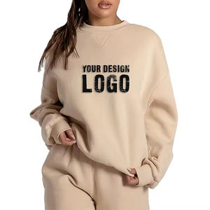 Sudadera de Algodón 100% Estilo Urbano, Cuello Redondo, Holgada, Personalizable, con Hombros Caídos, Gruesa, para Mujer - Product Image 1