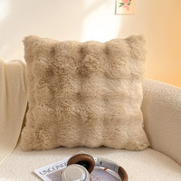 Coussin carré double face en fausse fourrure de lapin et velours bulle, garnissage en coton, style luxueux pour canapé, lit, bureau, chevet