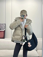 Winter Wunder Puff 5 Check Down Bubble Jacket Thin Waterproof Yoga Wear avec capuche détachable White Goose Down Loose Coat