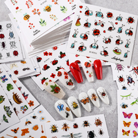 30 autocollants adhésifs pour ongles, motifs insectes, pour décorations d'ongles, manucure, faux ongles, fournitures, papillons, abeilles