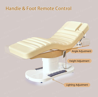 Lit de massage électrique de luxe 3/4 moteurs en cuir PU avec base LED pour salon de beauté, soins du visage et extensions de cils