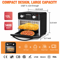 Four à air chaud multifonctionnel 12L 1400W pour la cuisine et l'appartement