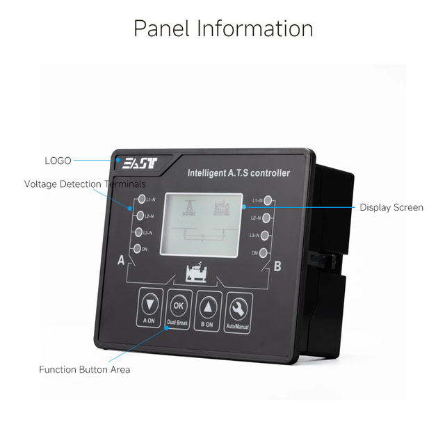 EAST Y702 Reliable Quality Smart Automatic Transfer Switch (ATS) Controller Panel Board Module for Generators Accessory