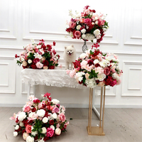 Boule de fleurs artificielles ronde Muwei - Élégante boule de pompons suspendue pour la décoration de plafond de mariage, allée et fête