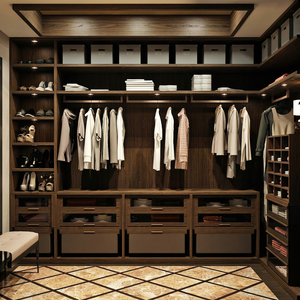 Sistema de Vestidor Moderno y Lujoso Personalizado de <span class=keywords><strong>Buran</strong></span>, Suministro Directo de Fábrica OEM/ODM, con Iluminación LED Integrada, en MDF - Product Image 3