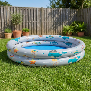 Bañera Inflable de PVC de 180 Litros, 120*120*20 CM, Animales Acuáticos, Color Azul, para Niños de 2 a 4 Años, Diversión en la Piscina - Product Image 2