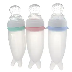 Multifunctional Silicone New Born Baby Milk Rice Paste Fruits Vegetables Feeding Bottle With Dust Cover