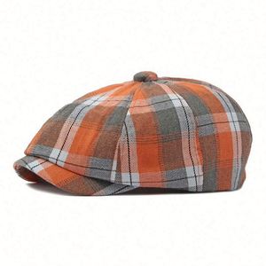 Casquette unisexe en gros de Chine, style vintage, mode urbaine, casquette gavroche à carreaux de style britannique pour hommes et femmes - Product Image 5