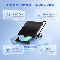 Harici Blu Ray Sürücü USB 3.0 ve Type C CD DVD Blu Ray Okuyucu Oynatıcı Windows Linux, Mac OS ile Uyumlu