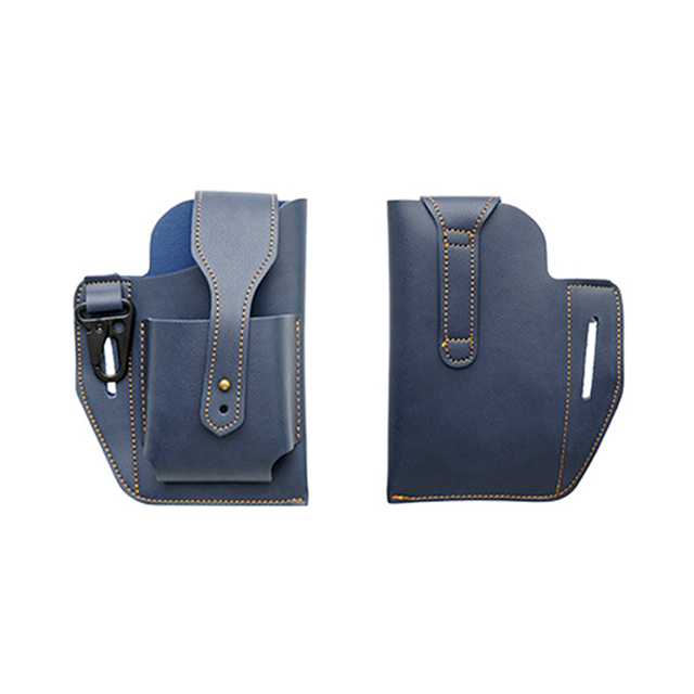 Leather Phone Holster, Cowhide Pouch Case with Key Hook & Work Pocket, Belt iPhone Samsung Galaxy, Cigarette, Tape Measure for P