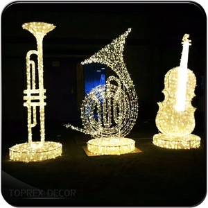 Escultura Luminosa Artística LED 3D Gigante Personalizada de Instrumentos Musicales, Silueta de Violín, Arpa, <span class=keywords><strong>Piano</strong></span>, Decoración <span class=keywords><strong>para</strong></span> el Día de Año Nuevo - Product Image 2