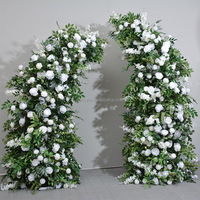 OEM Nouvelle Arrivée Arche de Fleurs Artificielles en Corne de Verdure Arche de Rose Blanche pour Mariage Anniversaire Décoration de Mariage