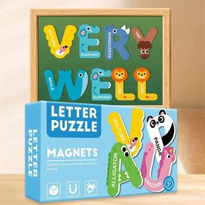 Puzzles pour bébés colorés, sûrs et fiables, de grande taille, animaux, formes, lettres majuscules, aimants pour réfrigérateur - Product Image 1