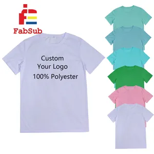 Kemeja sublimasi desain LOGO kustom kaus kosong 100% poliester untuk Pencetakan sublimasi ukuran US