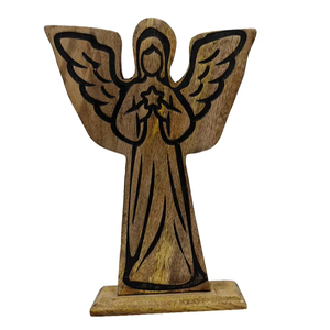 Ornements d'angle de Noël classiques faits à la main en bois d'olivier, parfaits pour la décoration - Product Image 1