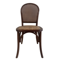 Chaise de salle à manger vintage en bois massif et rotin, meubles pour maison, salle à manger, café, restaurant, chaise à dossier en rotin, vente en gros