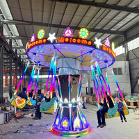 Manège à chaises volantes pour parc d'attractions, pivotant et rotatif, capacité de 16 personnes, construction en acier et fibre de verre